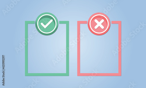 Simple dos and don'ts like checklists. on blue background.Vector Design Illustration.
