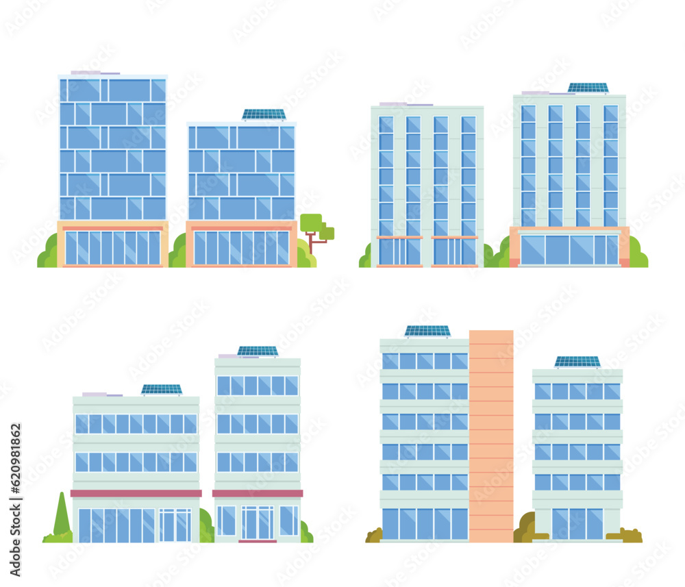 Vector element of office buildings for city illustration flat design style.
