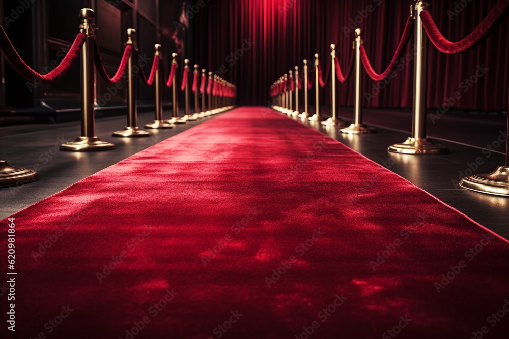 Red carpet background. Generative AI. Red carpet background. Generative AI.