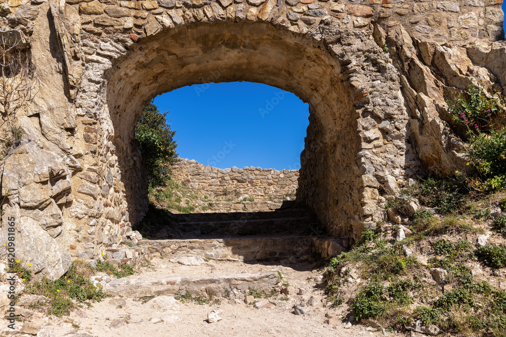 Bridge arch in an old, historical castle complex