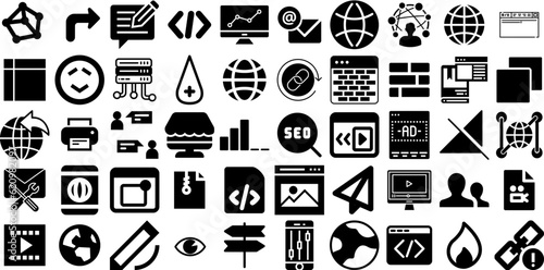 Mega Collection Of Web Icons Pack Hand-Drawn Solid Drawing Symbols People, Mark, Court, Silhouette Symbols Isolated On Transparent Background