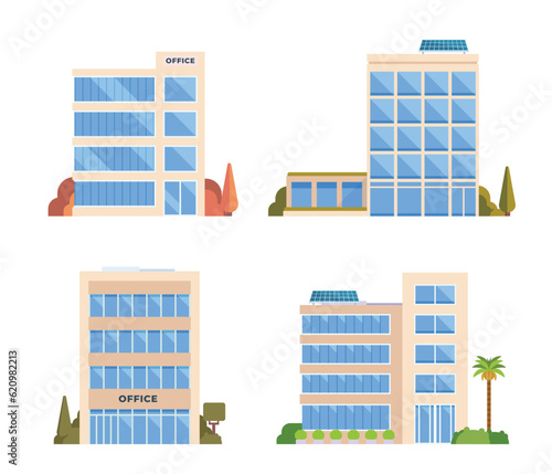 Vector element of office buildings for city illustration flat design style.
