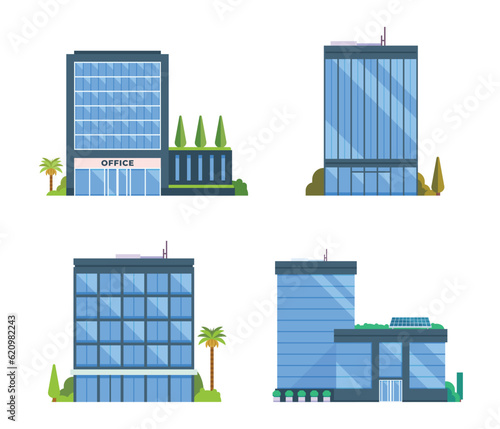 Vector element of office buildings for city illustration flat design style.
