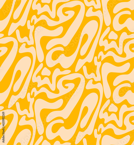 Abstract Hand Drawing Two Colors Swirls Wavy Liquid Geometric Stripes Lines Seamless Camouflage Vector Pattern Isolated Background