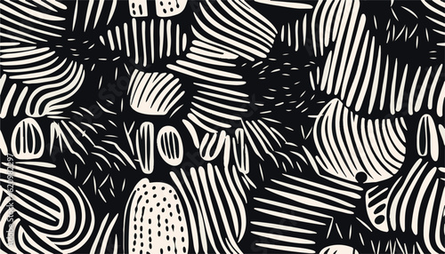 Minimalist trendy abstract print. Line art black and white illustrations. Modern vector template for design. Ethnic style.