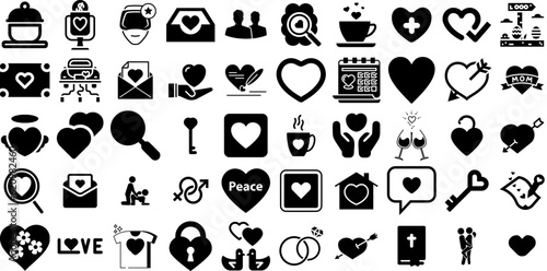 Mega Collection Of Love Icons Pack Hand-Drawn Black Cartoon Pictogram Find  Three-Dimensional  Health  Set Signs For Computer And Mobile