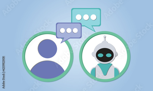 Simple chatbot on blue background.Vector Design Illustration.