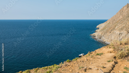 Hide angle view of Blue bay  Mavi Koy  seascape next to Gokceada Yildiz Bay underwater national park. Imbros island  Canakkale  Turkey