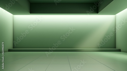 Wallpaper Mural Empty geometrical Room in Light Green Colors with beautiful Lighting. Futuristic Background for Product Presentation. Torontodigital.ca