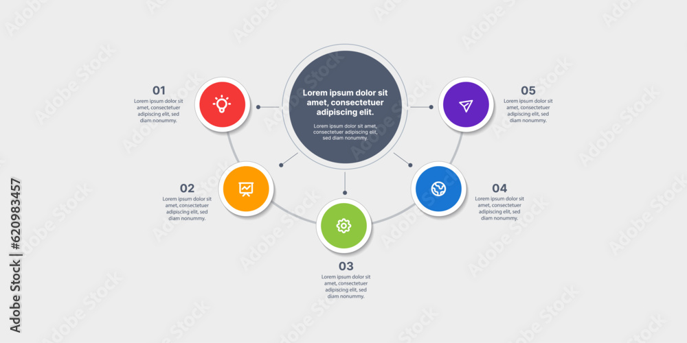Infographic circle formation with icon and content in colorful design Infographic circle formation with icon and content in colorful design