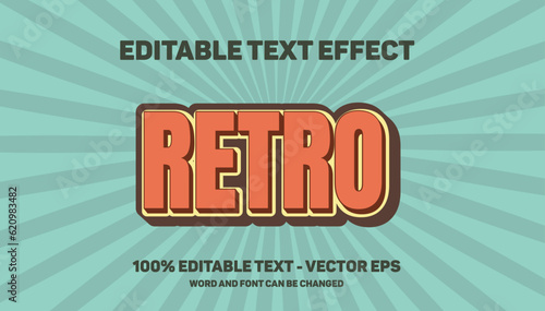 Vintage 3D text effect. Editable text style effect with colorful theme.
