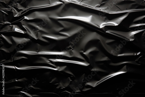 Plastic flat film texture, black background. AI generated