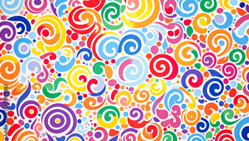 Seamless colorful swirls abstract pattern. 