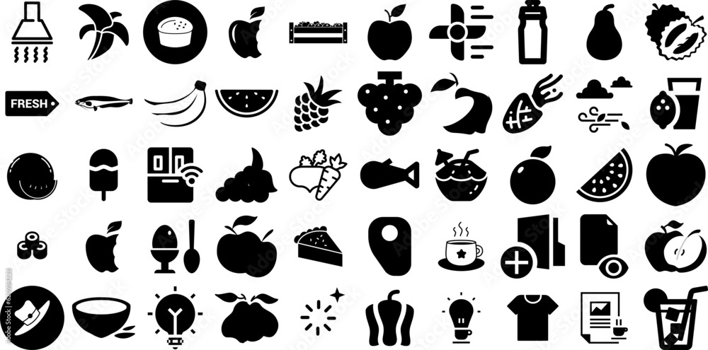Massive Collection Of Fresh Icons Set Isolated Concept Pictograms Icon, Plant, Health, Symbol Element Isolated On White Background