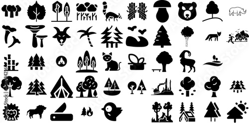 Big Collection Of Forest Icons Bundle Solid Vector Web Icon Garden  Icon  Grove  Silhouette Symbols Vector Illustration