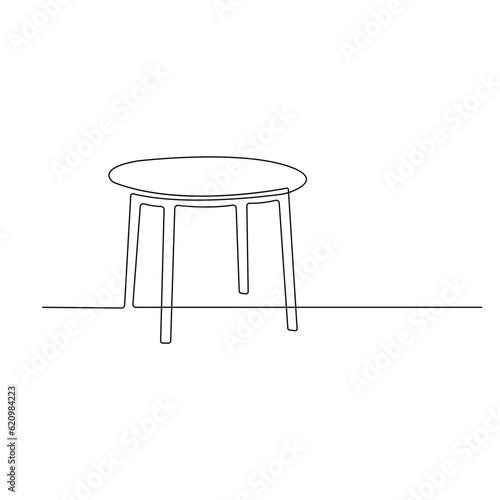 continuous line drawing of simple round table