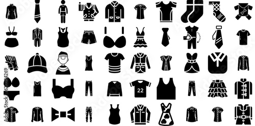 Mega Set Of Garment Icons Set Flat Concept Silhouettes Icon, Plastic, Dress, Sportive Silhouettes For Computer And Mobile
