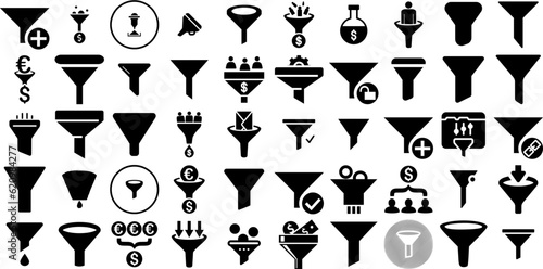 Huge Collection Of Funnel Icons Collection Solid Modern Clip Art Equipment, Funnel, Icon, Lead Pictograms For Computer And Mobile