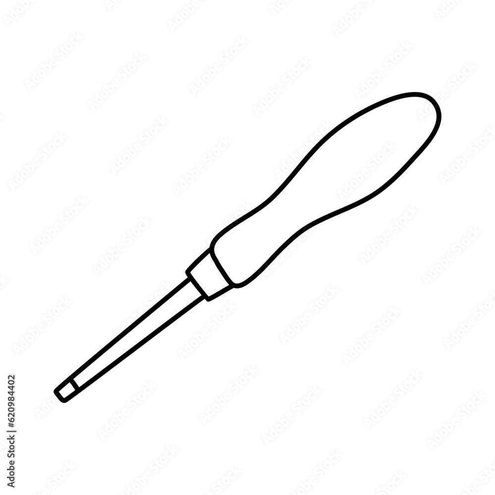 Awl or screwdriver tool icon, doodle style flat vector outline for coloring book Awl or screwdriver tool icon, doodle style flat vector outline for coloring book