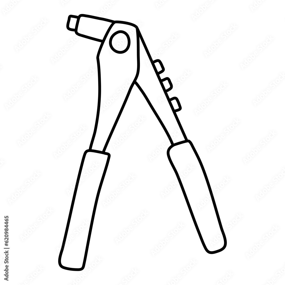 Line Art Vector Illustration Handtool Rivet Gun Coloring Page Icon Logo