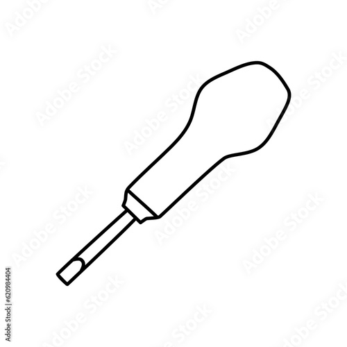 Awl or screwdriver tool icon, doodle style flat vector outline for coloring book
