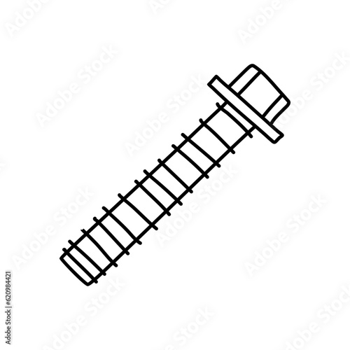 Hand drawn simple doodle vector  black outline drawing. Fixing tools screws. Construction  repair.
