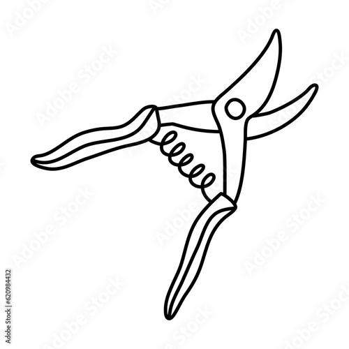 Hedge shears doodle. Pruners sketch. Gardening icon