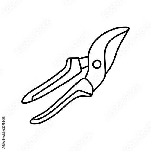Hedge shears doodle. Pruners sketch. Gardening icon
