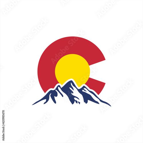 colorado logo with mountain vector illustration