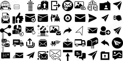 Huge Collection Of Send Icons Collection Hand-Drawn Linear Simple Symbol Post, Communication, Icon, Phone Pictogram Vector Illustration