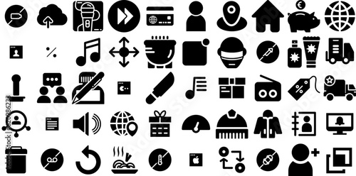 Mega Collection Of Solid Icons Collection Hand-Drawn Isolated Vector Web Icon Icon, Gradient, Glyphs, Symbol Doodle Vector Illustration