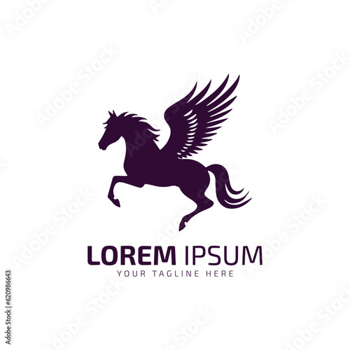 Flying horse logo, flying horse icon, vector illustration colorful isolated red horse on white background.