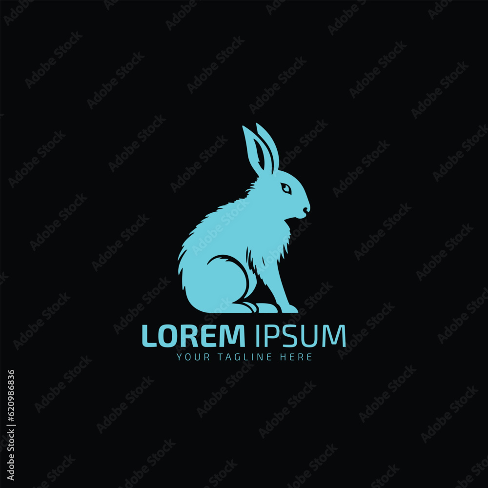 Fototapeta premium Rabbit silhouette logo icon vector illustration.