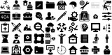 Mega Set Of Work Icons Bundle Hand-Drawn Isolated Vector Elements Artist, Tool, Health, Contractor Symbols Isolated On White Background
