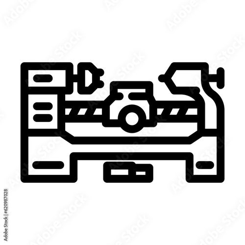 lathe tool work line icon vector. lathe tool work sign. isolated contour symbol black illustration