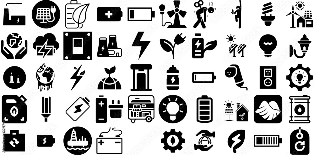 Massive Collection Of Energy Icons Bundle Hand-Drawn Solid Simple ...