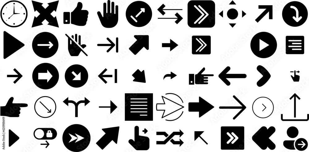 Big Set Of Right Icons Collection Hand-Drawn Solid Simple Pictograms Icon, Way, Homosexual, Foot Buttons For Apps And Websites
