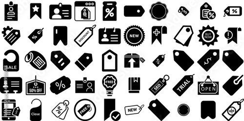 Mega Set Of Tag Icons Set Black Modern Elements Promotion, Speech Bubble, Icon, Outline Signs For Computer And Mobile