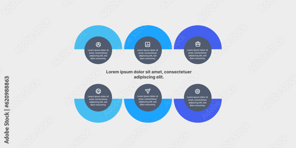 Semi circle infographic illustration with blue color design used for process flow illustrations Semi circle infographic illustration with blue color design used for process flow illustrations