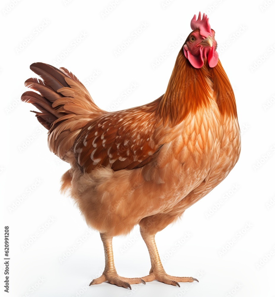 Fototapeta premium Brown hen isolated on white