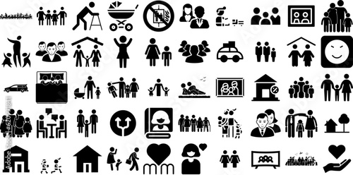 Mega Set Of Family Icons Set Isolated Concept Elements Team, Health, Profile, Icon Graphic Isolated On Transparent Background