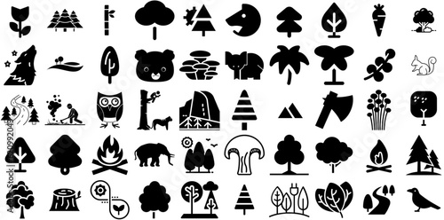 Massive Collection Of Forest Icons Bundle Isolated Drawing Elements Garden  Icon  Grove  Silhouette Graphic For Apps And Websites
