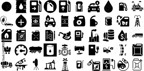 Huge Collection Of Fuel Icons Bundle Solid Drawing Clip Art Icon, Lightning, Symbol, Dumping Logotype Isolated On White