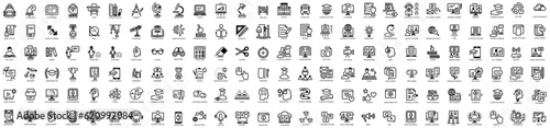 E-learning, online education elements icon set, school education. Simple vector illustration. Mega set 156 in 1