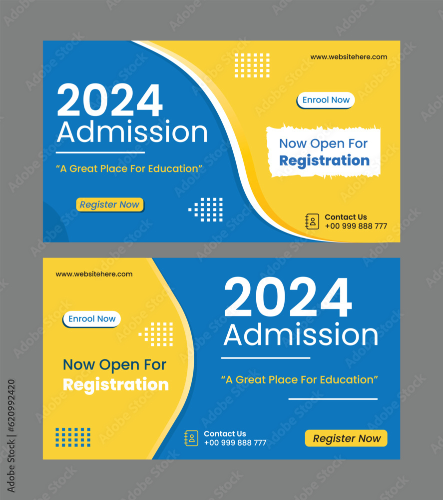 School Admission Banner, Social Media Banner or Post Design, Back to
