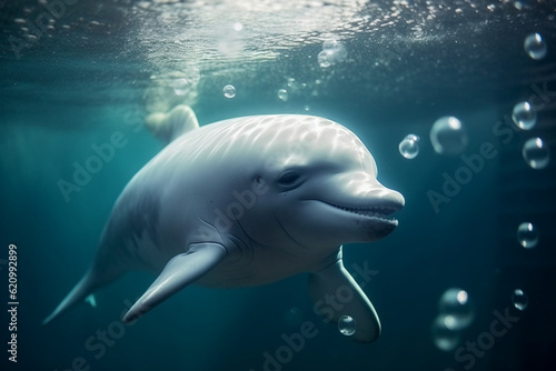 Beluga whale playing with bubbles underwater  Whale  bokeh 