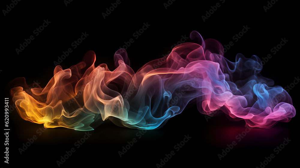 Neon smoke waves background, Generative AI