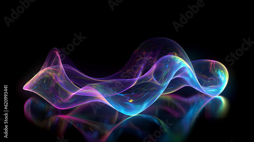 Neon smoke waves background, Generative AI