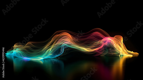 Neon smoke waves background, Generative AI