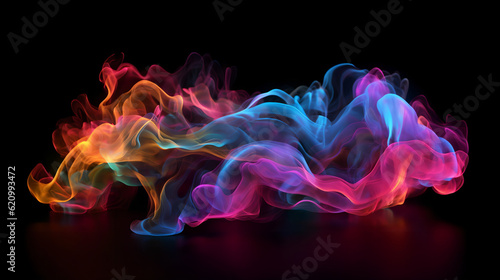Neon smoke waves background, Generative AI